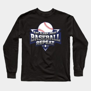 Eat Sleep Pray Baseball Repeat - Vintage Sports Long Sleeve T-Shirt